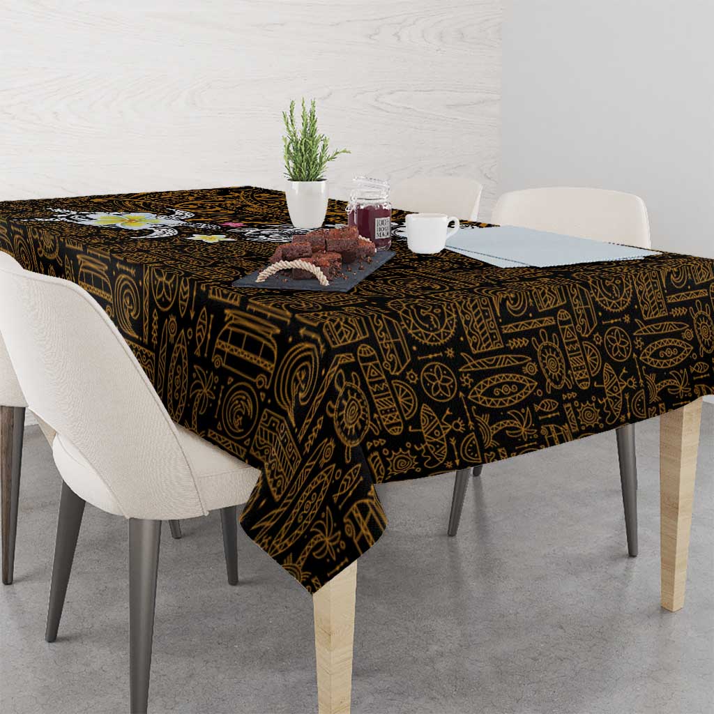Hawaiian Turtle and Plumeria Tablecloth Polynesian Tattoo and Tribal Elements Pattern Orange Color LT03 - Polynesian Pride