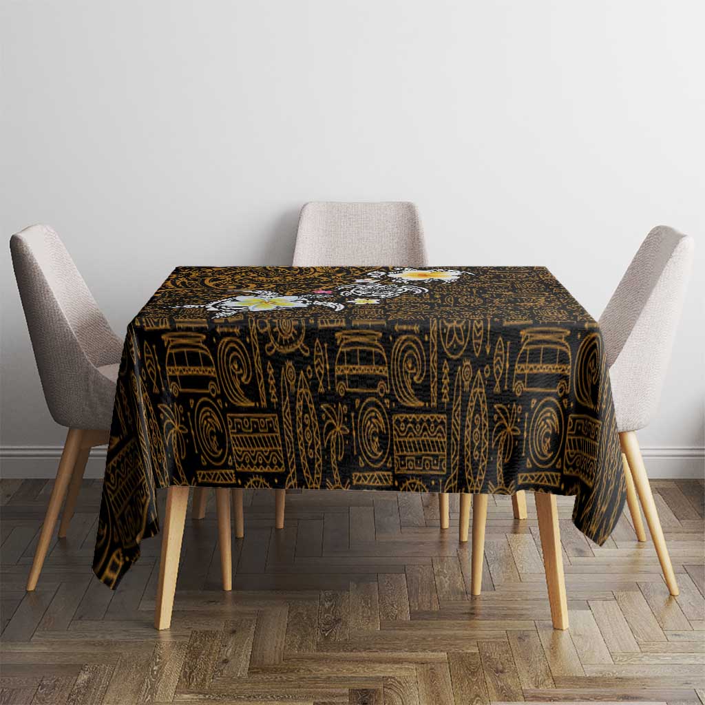 Hawaiian Turtle and Plumeria Tablecloth Polynesian Tattoo and Tribal Elements Pattern Orange Color LT03 - Polynesian Pride