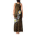 Hawaiian Turtle and Plumeria Tank Maxi Dress Polynesian Tattoo and Tribal Elements Pattern Orange Color