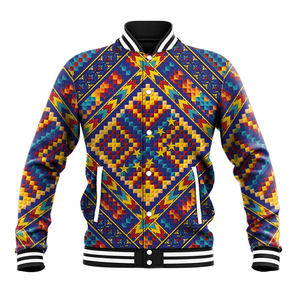 Kolose-Tuvalu Crochet Baseball Jacket with Polynesian and Pacific Tattoos LT03 Unisex Navy - Polynesian Pride