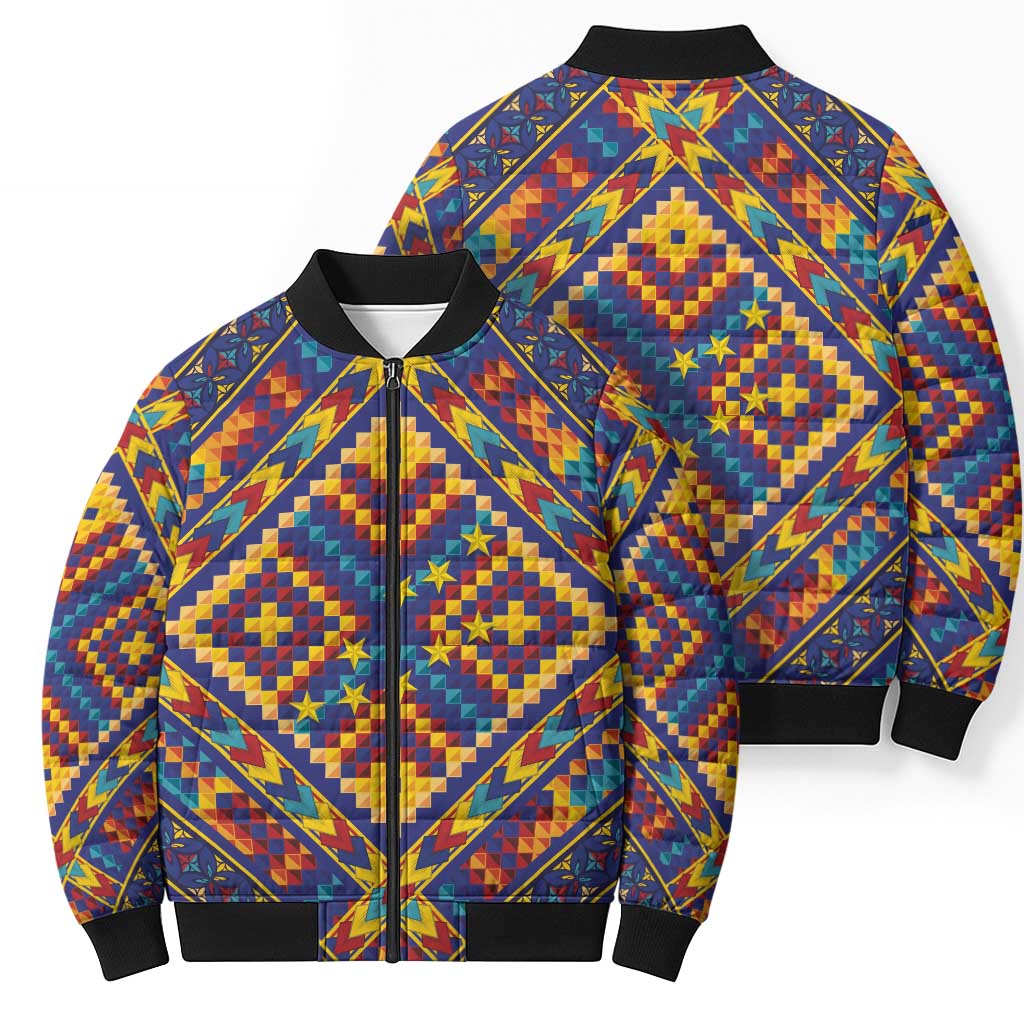 Kolose-Tuvalu Crochet Bomber Puffer Jacket with Polynesian and Pacific Tattoos - Polynesian Pride