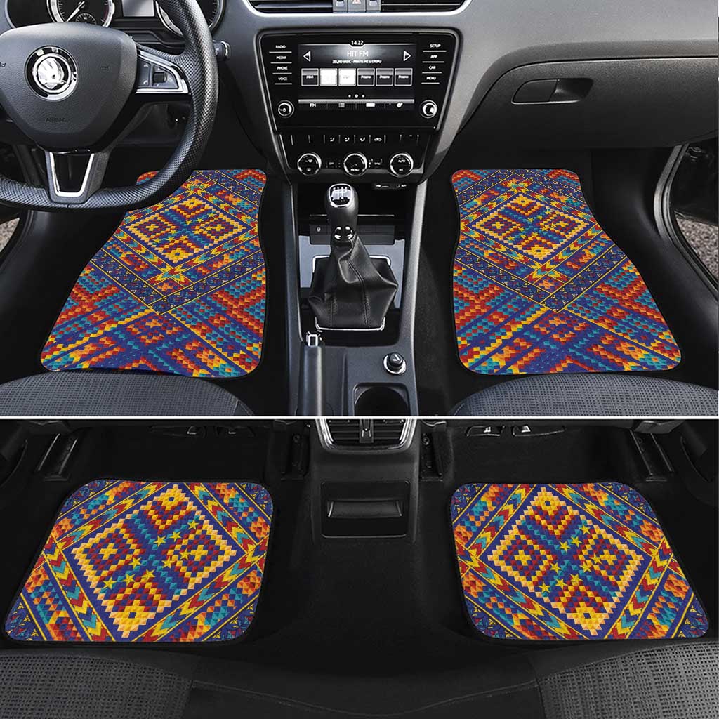 Kolose-Tuvalu Crochet Car Mats with Polynesian and Pacific Tattoos LT03 Set 4pcs Navy - Polynesian Pride