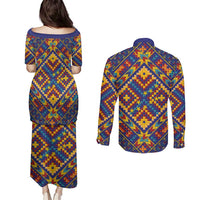 Kolose-Tuvalu Crochet Couples Matching Puletasi and Long Sleeve Button Shirt with Polynesian and Pacific Tattoos LT03 - Polynesian Pride