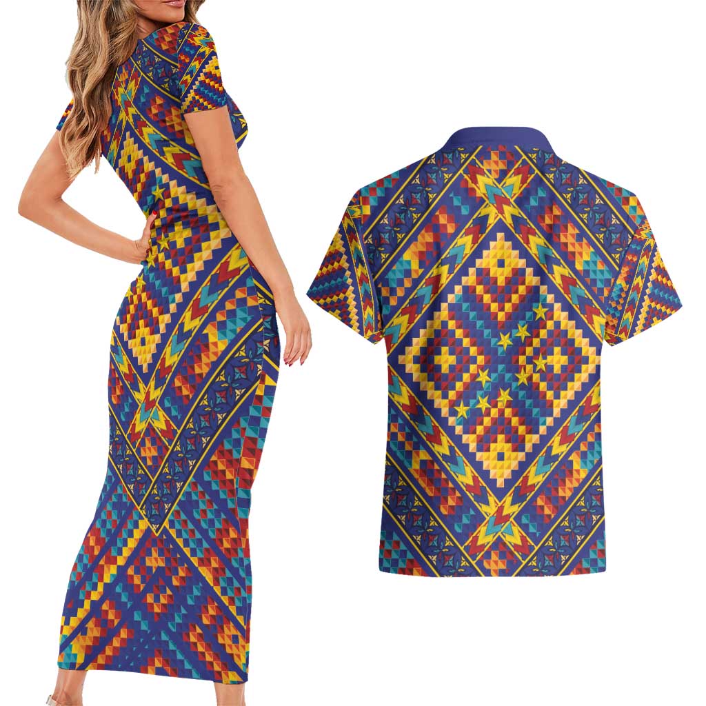 Kolose-Tuvalu Crochet Couples Matching Short Sleeve Bodycon Dress and Hawaiian Shirt with Polynesian and Pacific Tattoos - Polynesian Pride