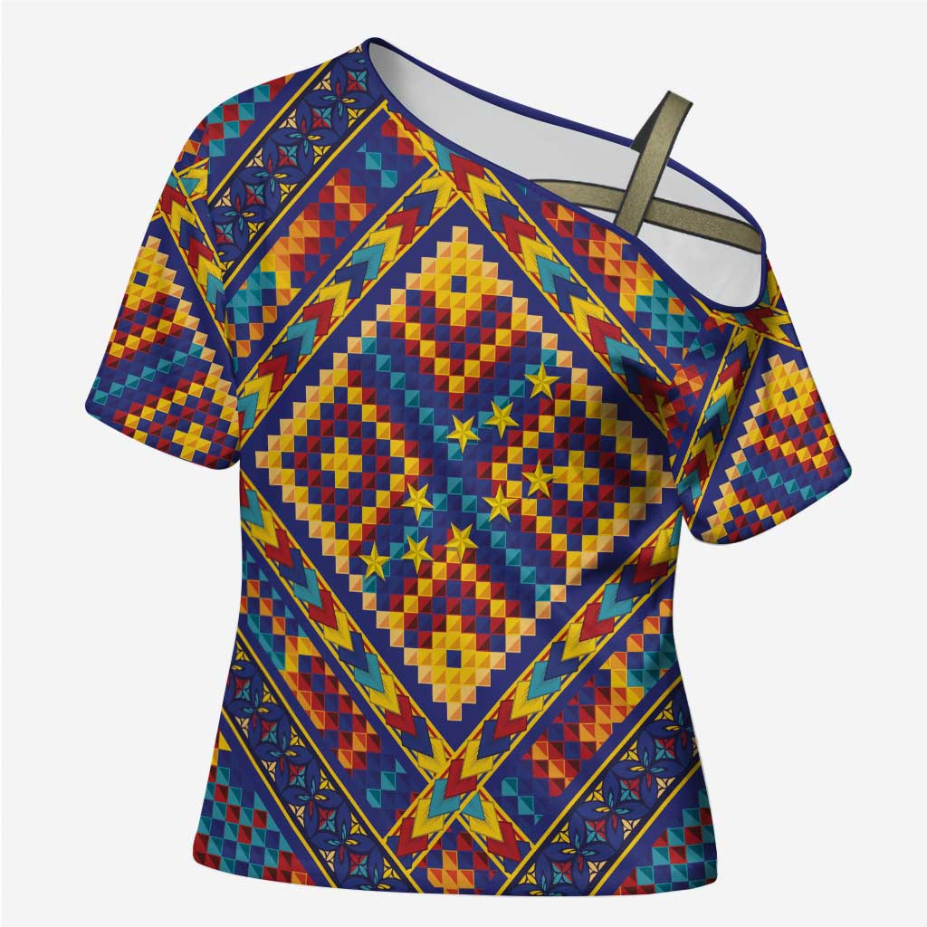 Kolose-Tuvalu Crochet Cross Shoulder Shirt with Polynesian and Pacific Tattoos - Polynesian Pride