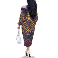 Kolose-Tuvalu Crochet Family Matching Off The Shoulder Long Sleeve Dress and Hawaiian Shirt with Polynesian and Pacific Tattoos - Polynesian Pride