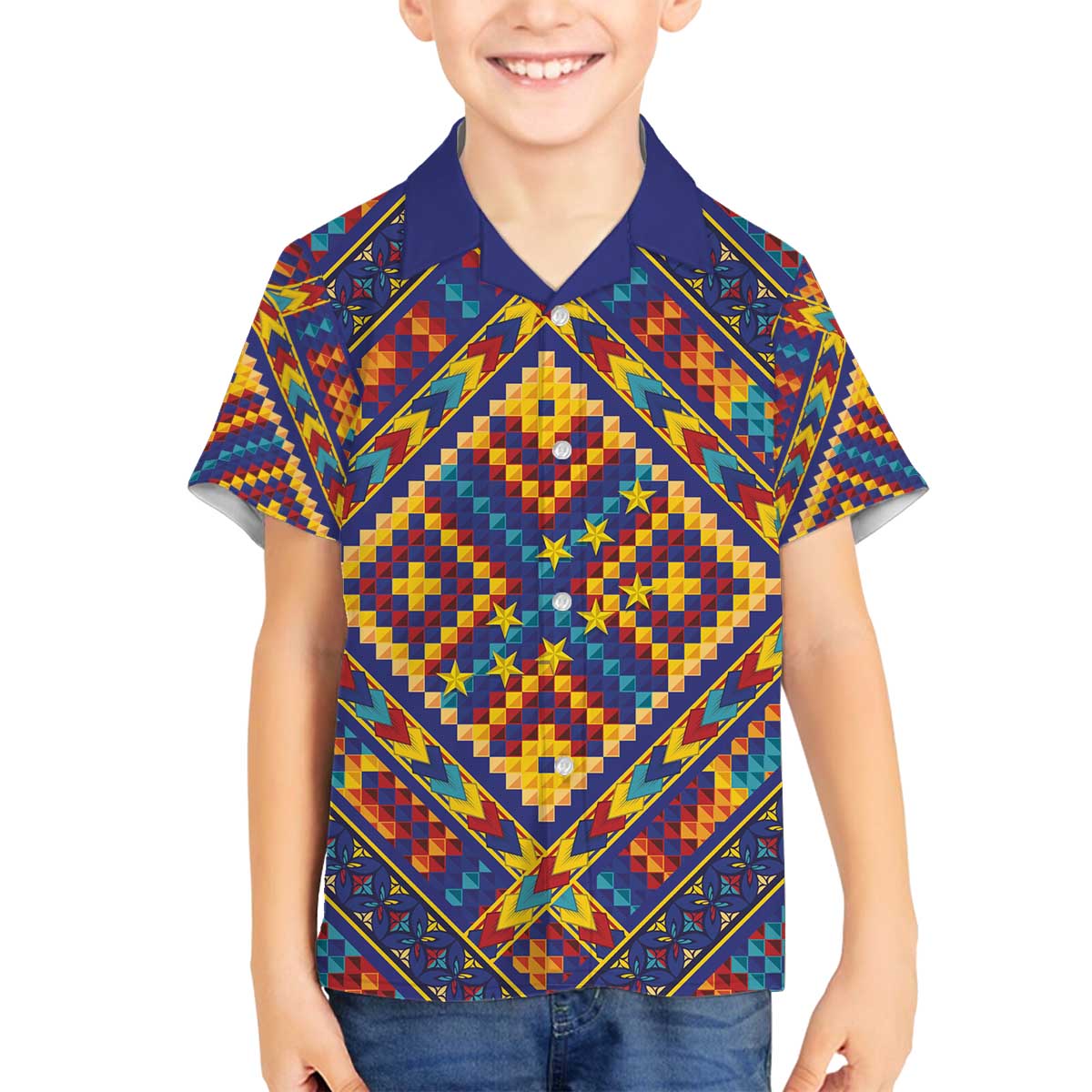 Kolose-Tuvalu Crochet Family Matching Off The Shoulder Long Sleeve Dress and Hawaiian Shirt with Polynesian and Pacific Tattoos - Polynesian Pride
