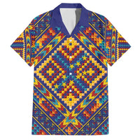 Kolose-Tuvalu Crochet Family Matching Puletasi and Hawaiian Shirt with Polynesian and Pacific Tattoos LT03 Dad's Shirt - Short Sleeve Navy - Polynesian Pride