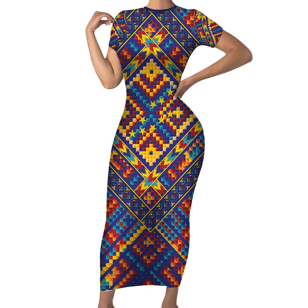 Kolose-Tuvalu Crochet Family Matching Short Sleeve Bodycon Dress and Hawaiian Shirt with Polynesian and Pacific Tattoos - Polynesian Pride