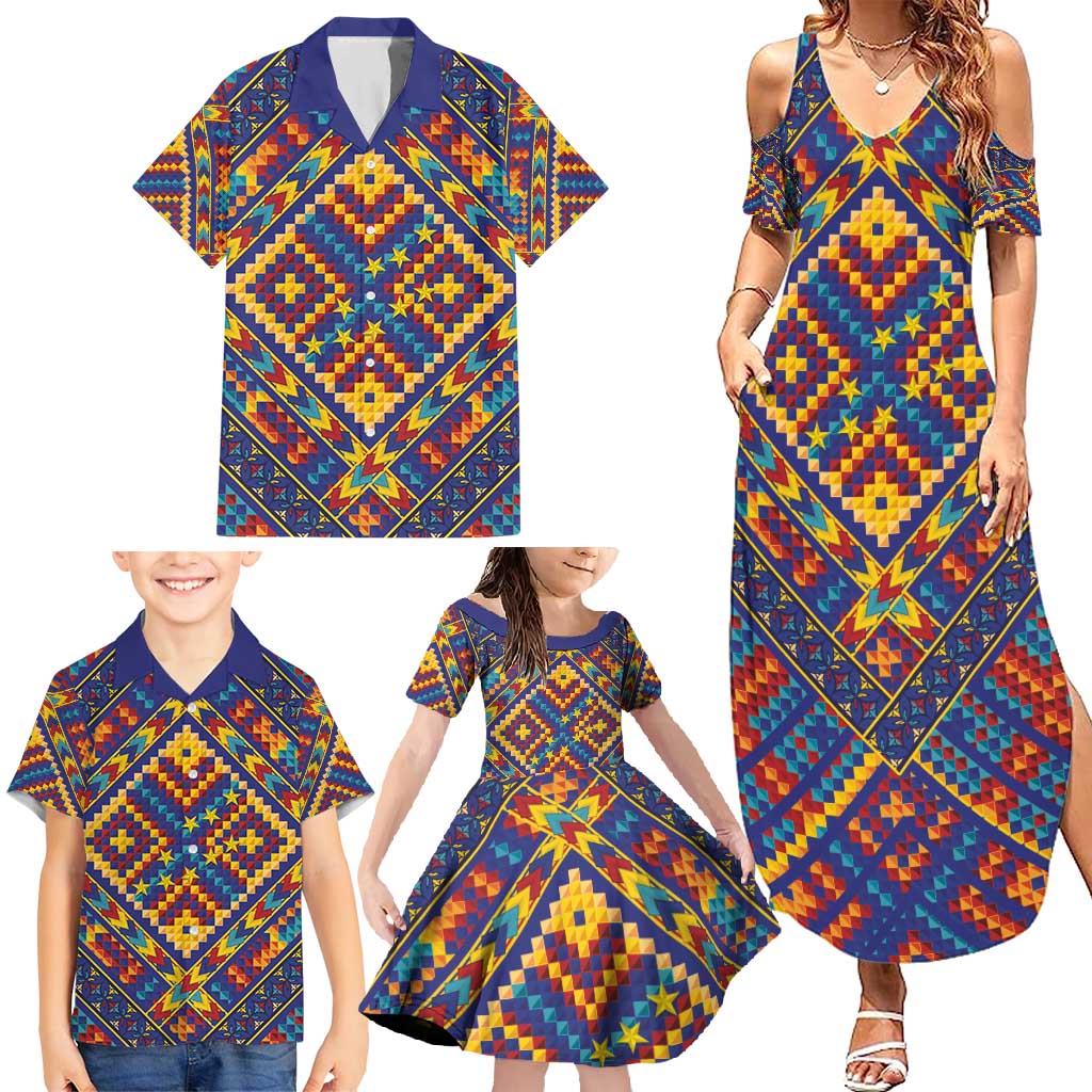 Kolose-Tuvalu Crochet Family Matching Summer Maxi Dress and Hawaiian Shirt with Polynesian and Pacific Tattoos - Polynesian Pride