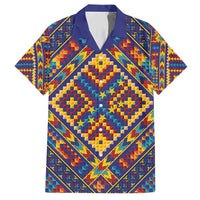 Kolose-Tuvalu Crochet Family Matching Summer Maxi Dress and Hawaiian Shirt with Polynesian and Pacific Tattoos LT03 Dad's Shirt - Short Sleeve Navy - Polynesian Pride