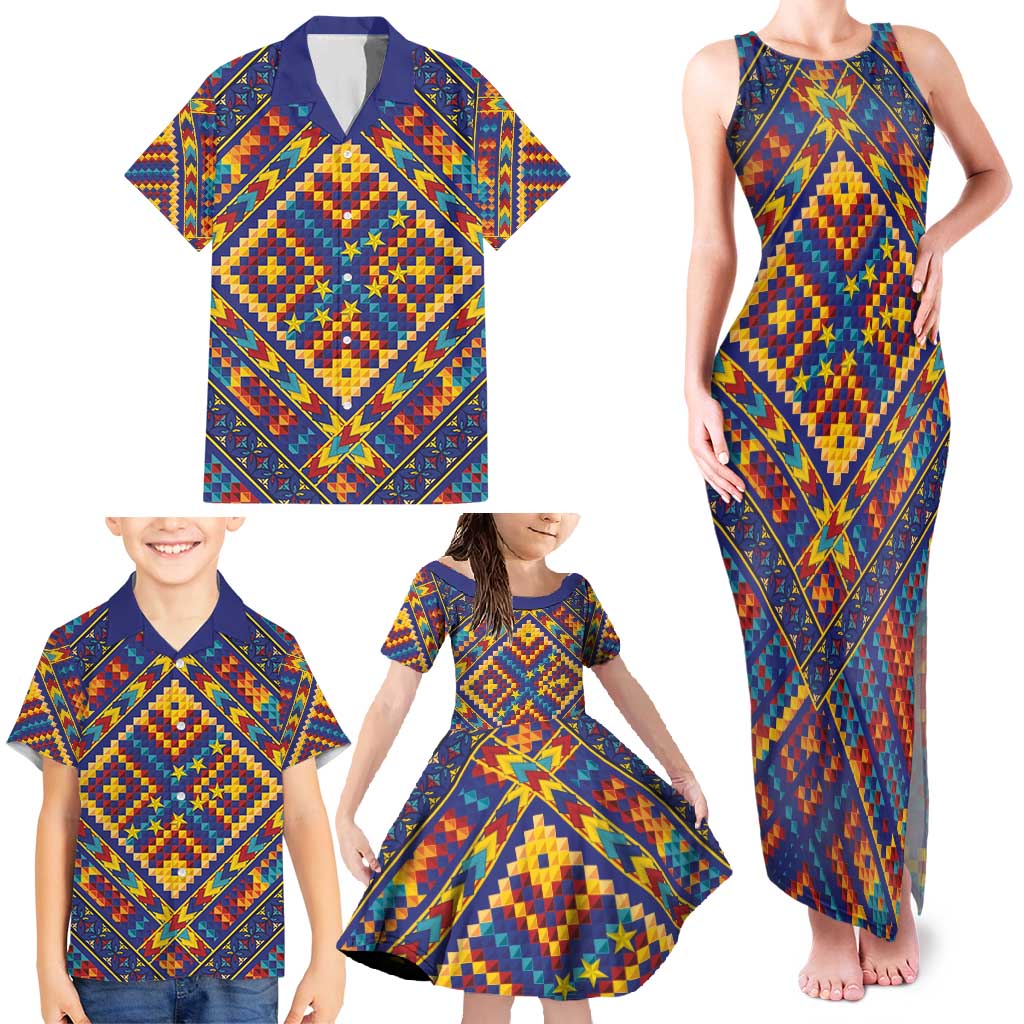 Kolose-Tuvalu Crochet Family Matching Tank Maxi Dress and Hawaiian Shirt with Polynesian and Pacific Tattoos - Polynesian Pride