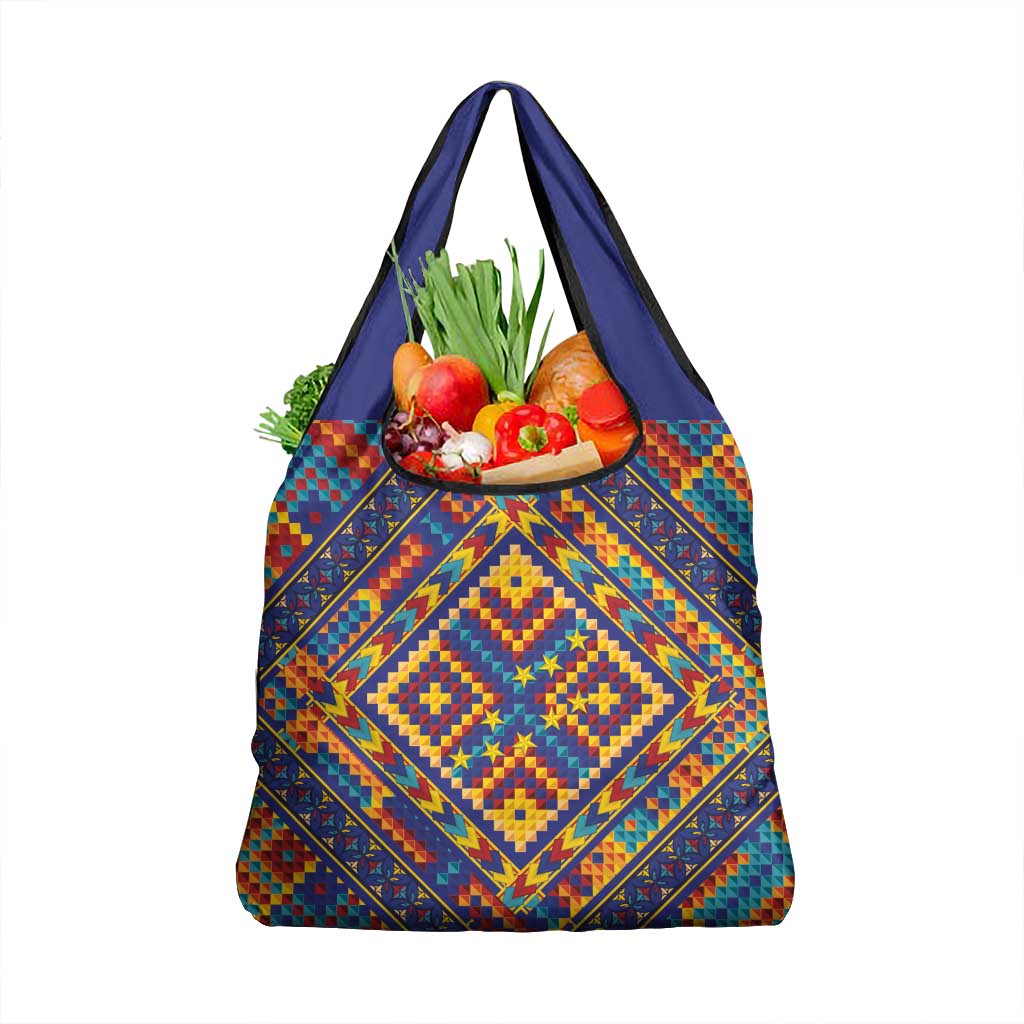 Kolose-Tuvalu Crochet Grocery Bag with Polynesian and Pacific Tattoos LT03 1-pack One Size Navy - Polynesian Pride