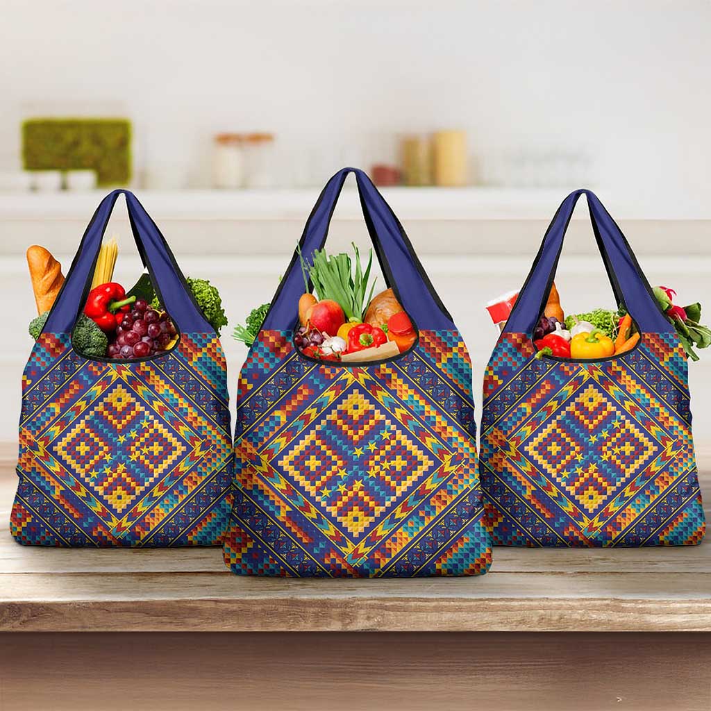 Kolose-Tuvalu Crochet Grocery Bag with Polynesian and Pacific Tattoos LT03 3-pack One Size Navy - Polynesian Pride
