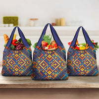 Kolose-Tuvalu Crochet Grocery Bag with Polynesian and Pacific Tattoos LT03 3-pack One Size Navy - Polynesian Pride