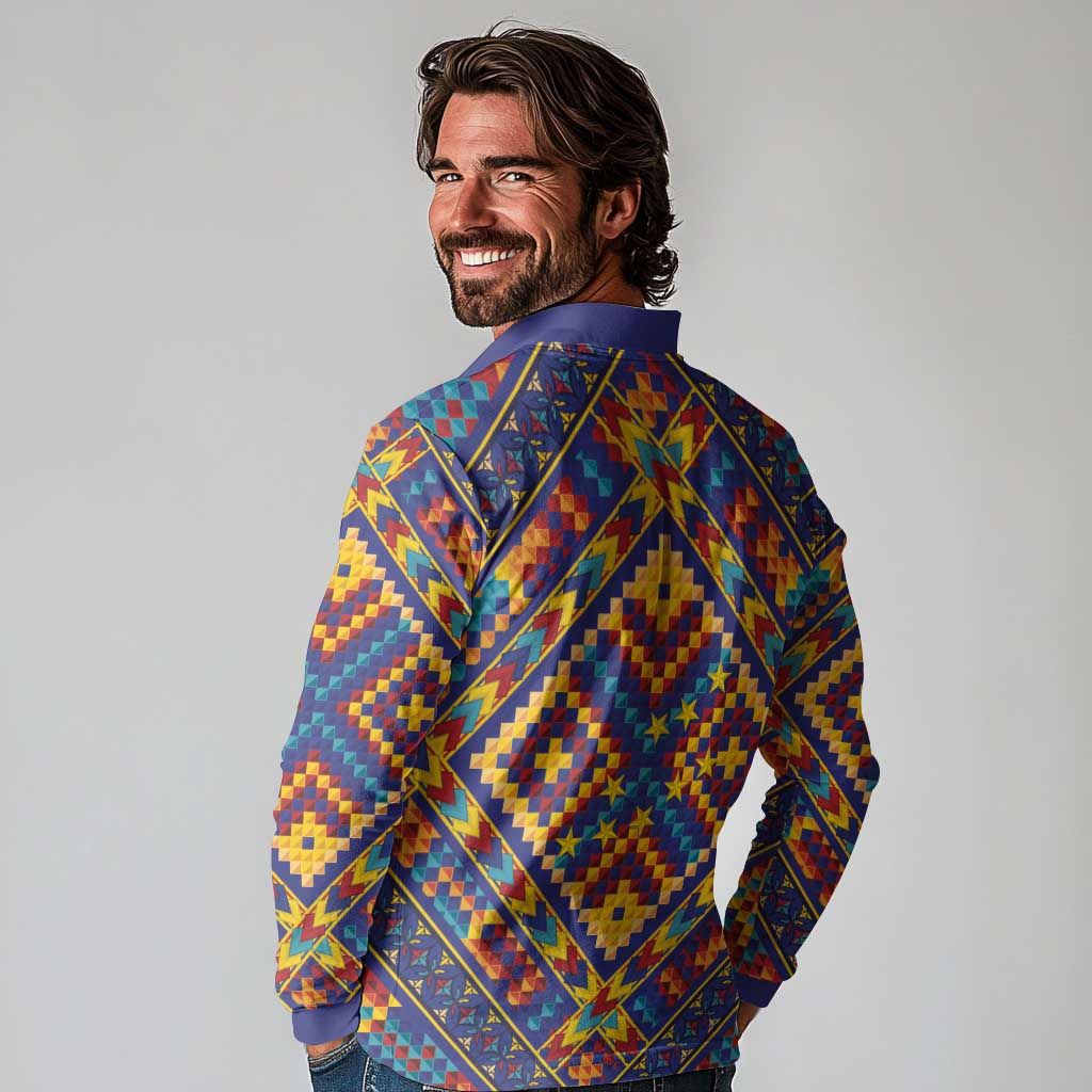 Kolose-Tuvalu Crochet Long Sleeve Polo Shirt with Polynesian and Pacific Tattoos - Polynesian Pride