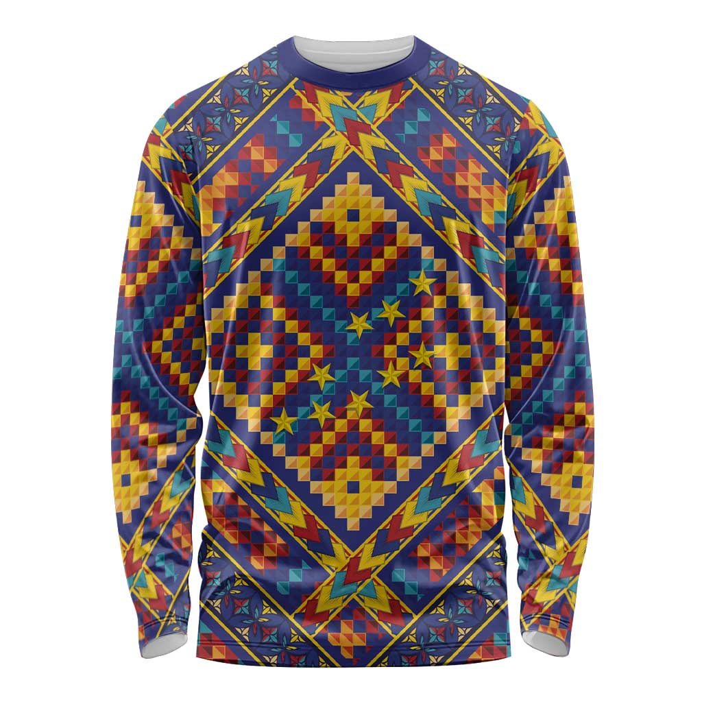 Kolose-Tuvalu Crochet Long Sleeve Shirt with Polynesian and Pacific Tattoos LT03 Unisex Navy - Polynesian Pride