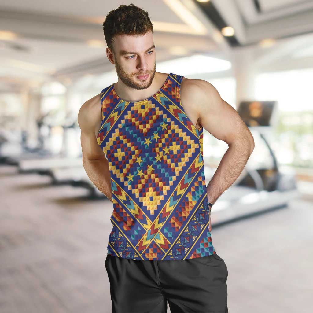 Kolose-Tuvalu Crochet Men Tank Top with Polynesian and Pacific Tattoos LT03 Navy - Polynesian Pride