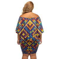 Kolose-Tuvalu Crochet Off Shoulder Short Dress with Polynesian and Pacific Tattoos - Polynesian Pride