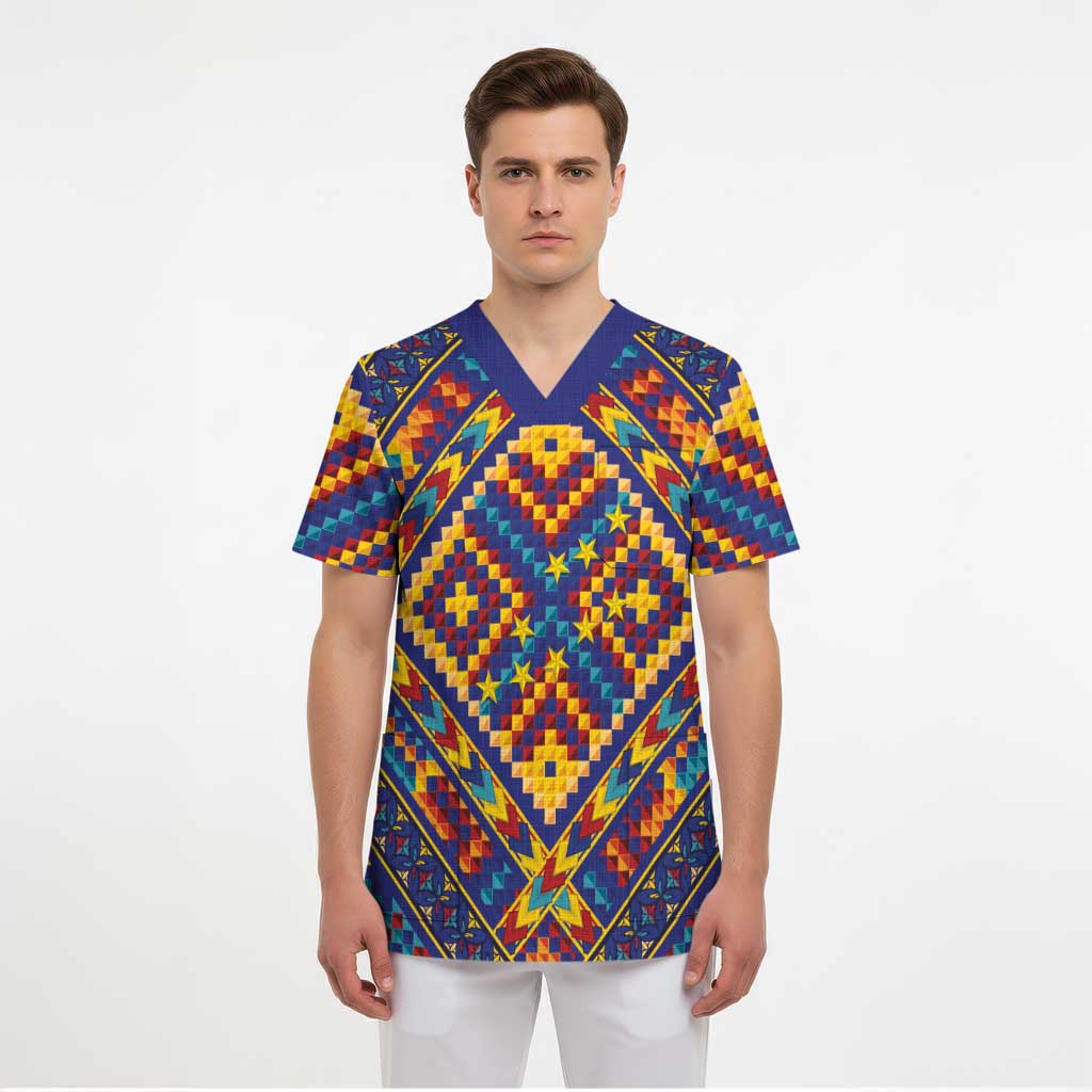 Kolose-Tuvalu Crochet Scrub Top with Polynesian and Pacific Tattoos - Polynesian Pride