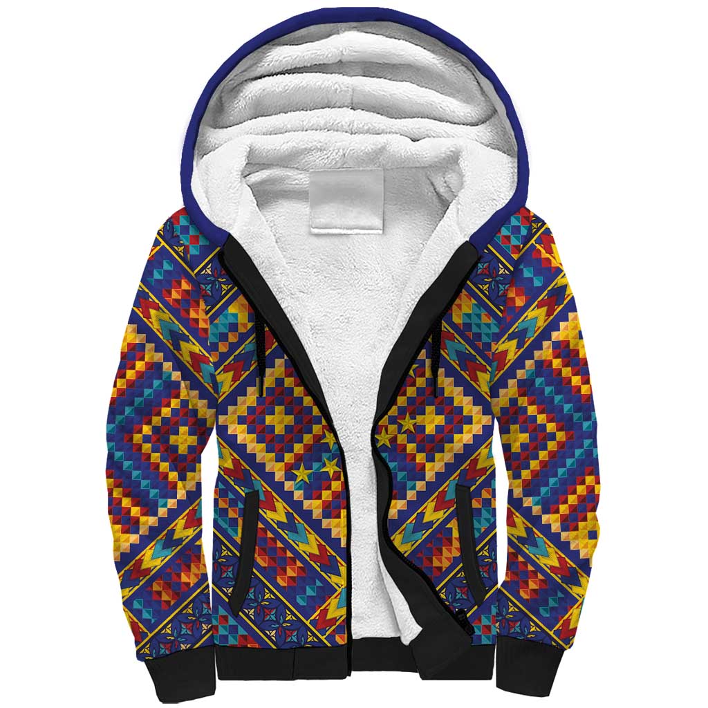 Kolose-Tuvalu Crochet Sherpa Hoodie with Polynesian and Pacific Tattoos LT03 Unisex Navy - Polynesian Pride