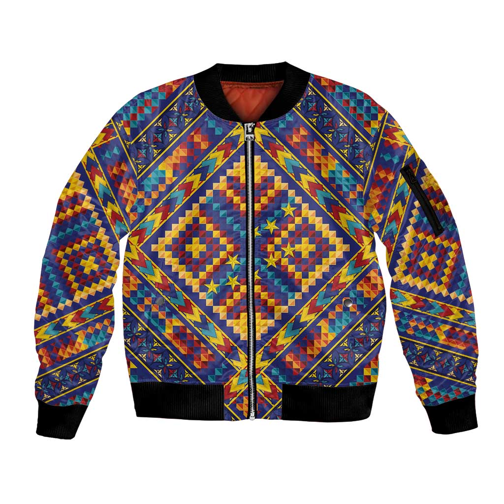 Kolose-Tuvalu Crochet Sleeve Zip Bomber Jacket with Polynesian and Pacific Tattoos - Polynesian Pride