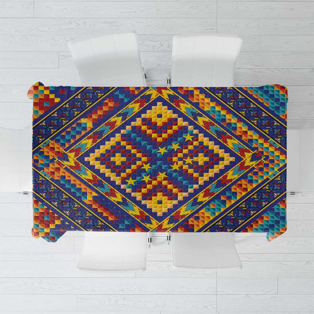 Kolose-Tuvalu Crochet Tablecloth with Polynesian and Pacific Tattoos LT03 Navy - Polynesian Pride