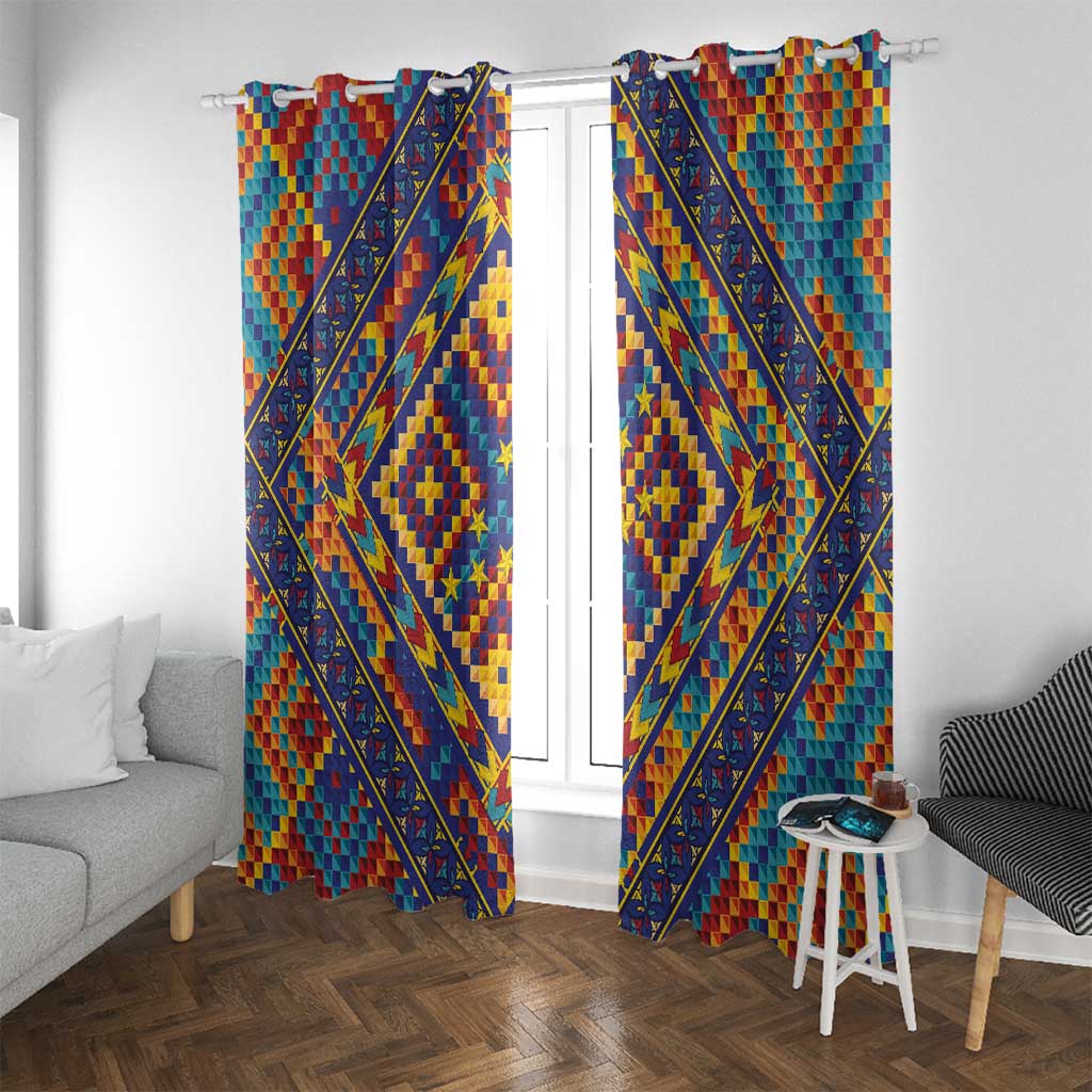 Kolose-Tuvalu Crochet Window Curtain with Polynesian and Pacific Tattoos LT03 With Grommets Navy - Polynesian Pride