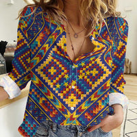 Kolose-Tuvalu Crochet Women Casual Shirt with Polynesian and Pacific Tattoos - Polynesian Pride