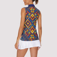 Kolose-Tuvalu Crochet Women Sleeveless Polo Shirt with Polynesian and Pacific Tattoos - Polynesian Pride