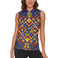 Kolose-Tuvalu Crochet Women Sleeveless Polo Shirt with Polynesian and Pacific Tattoos - Polynesian Pride
