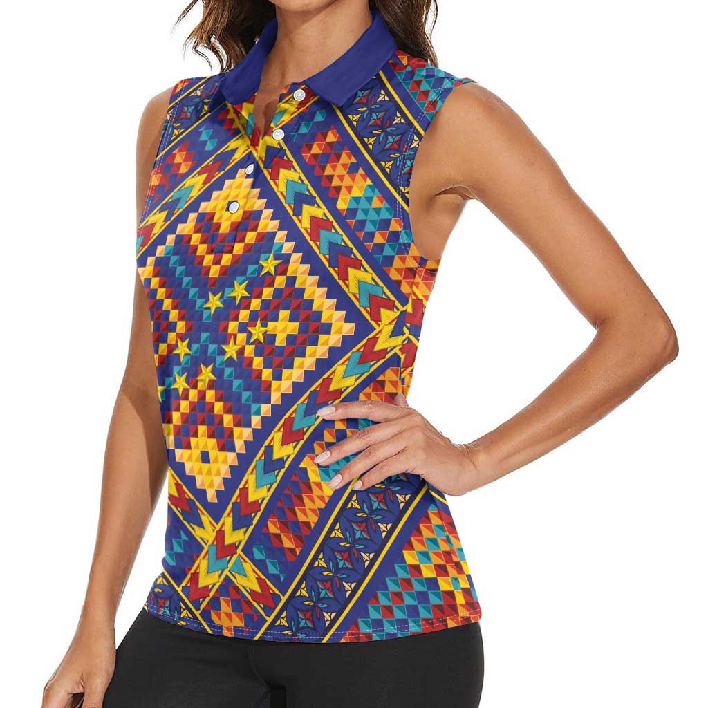 Kolose-Tuvalu Crochet Women Sleeveless Polo Shirt with Polynesian and Pacific Tattoos - Polynesian Pride
