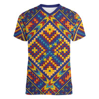 Kolose-Tuvalu Crochet Women V-Neck T-Shirt with Polynesian and Pacific Tattoos - Polynesian Pride