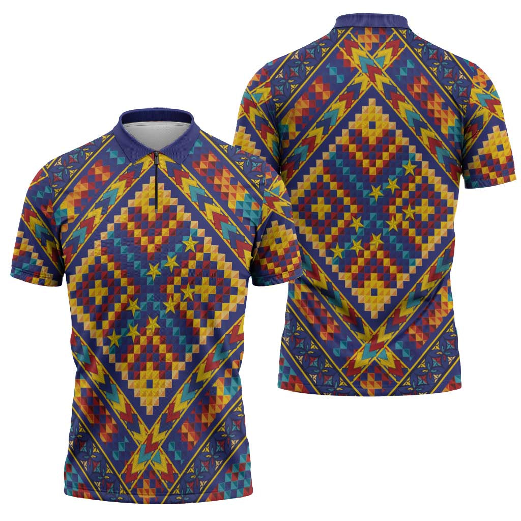 Kolose-Tuvalu Crochet Zipper Polo Shirt with Polynesian and Pacific Tattoos - Polynesian Pride