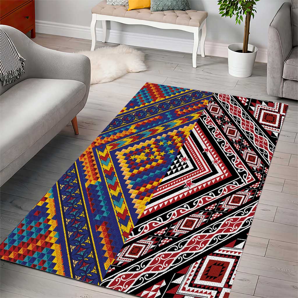 Tuvaluan and New Zealand Culture Area Rug The Art of Kolose and Taniko - Polynesian Pride