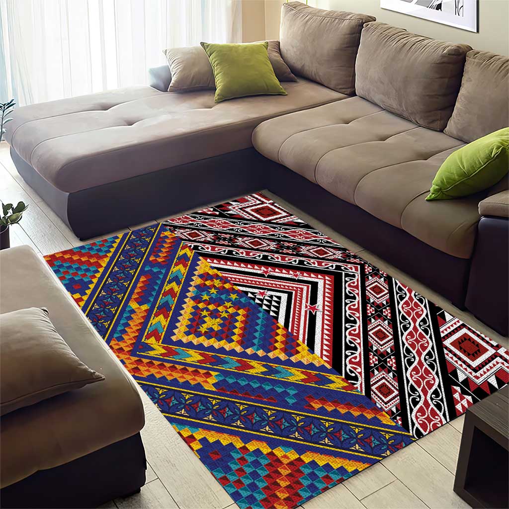 Tuvaluan and New Zealand Culture Area Rug The Art of Kolose and Taniko - Polynesian Pride