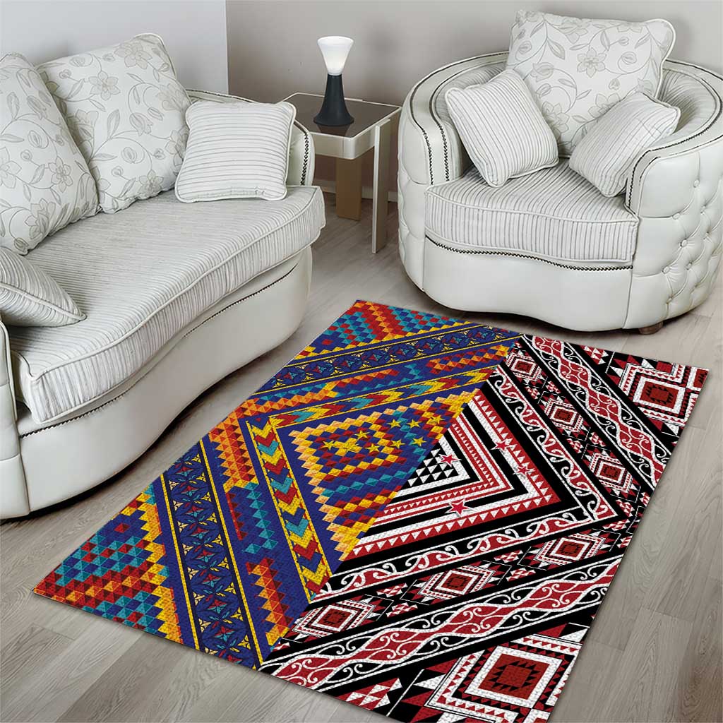 Tuvaluan and New Zealand Culture Area Rug The Art of Kolose and Taniko - Polynesian Pride
