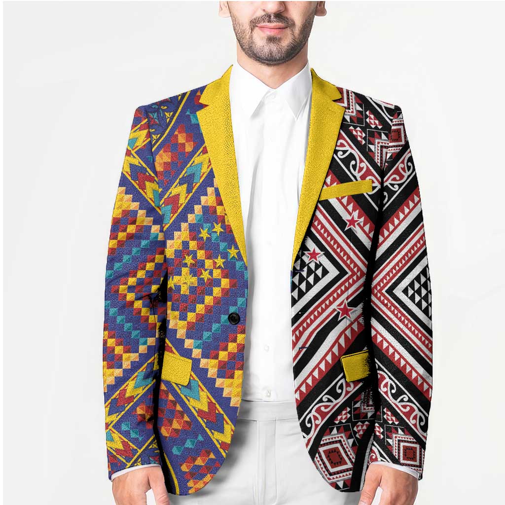 Tuvaluan and New Zealand Culture Blazer The Art of Kolose and Taniko - Polynesian Pride