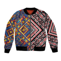 Tuvaluan and New Zealand Culture Bomber Jacket The Art of Kolose and Taniko - Polynesian Pride