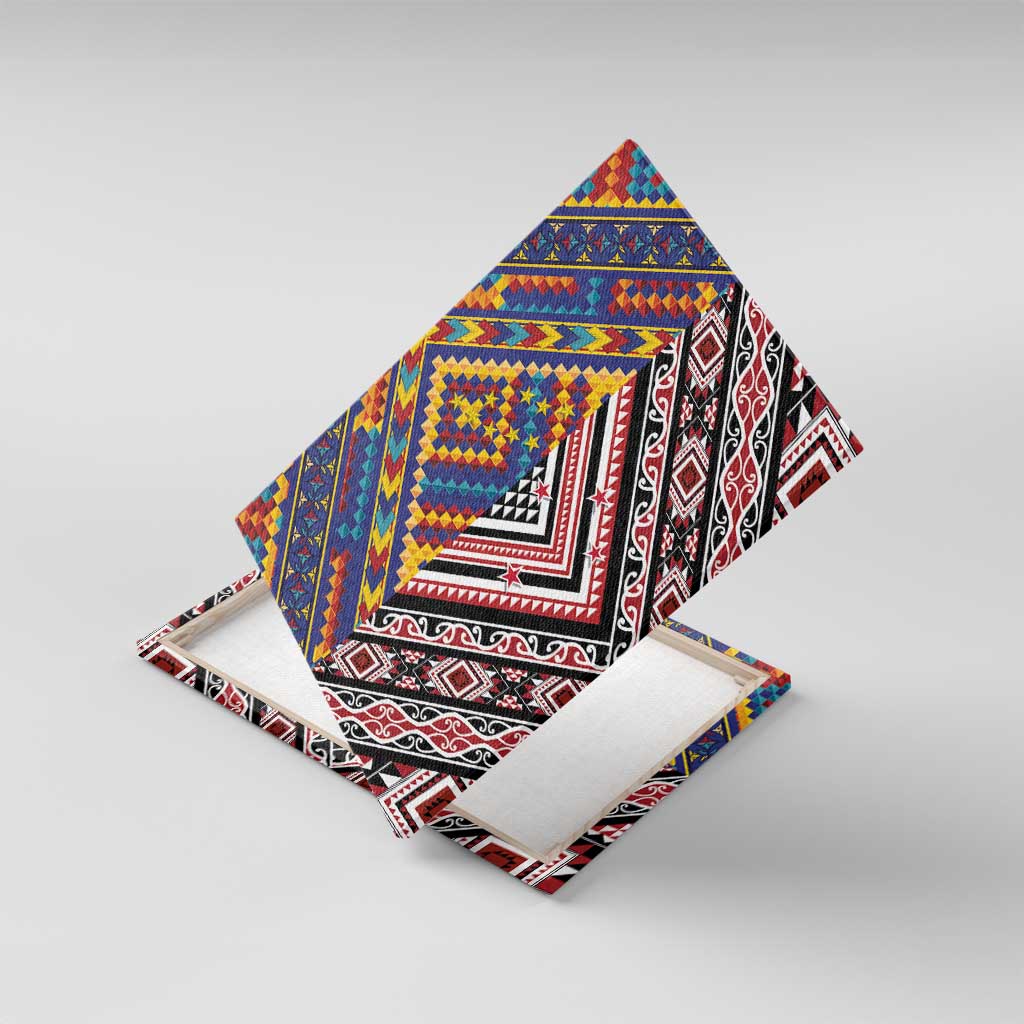 Tuvaluan and New Zealand Culture Canvas Wall Art The Art of Kolose and Taniko - Polynesian Pride