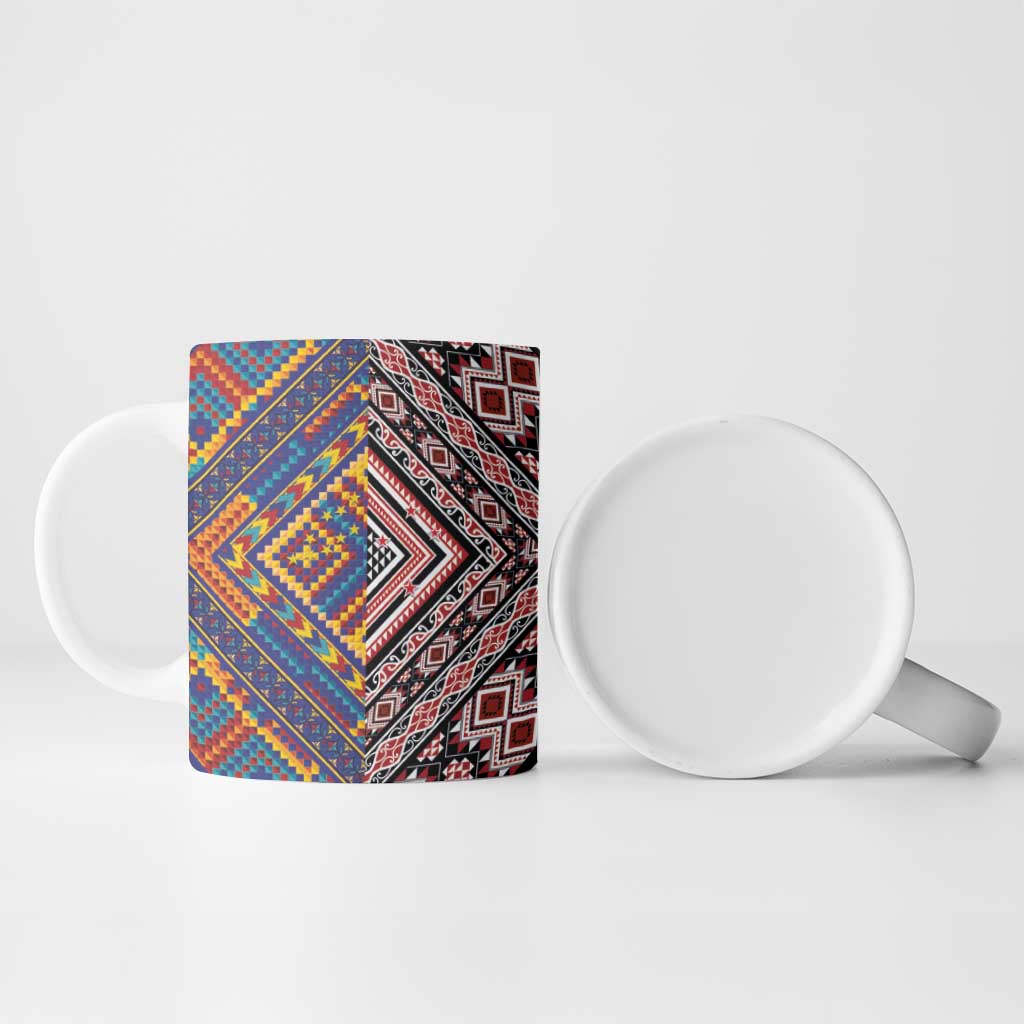 Tuvaluan and New Zealand Culture Ceramic Mug The Art of Kolose and Taniko - Polynesian Pride