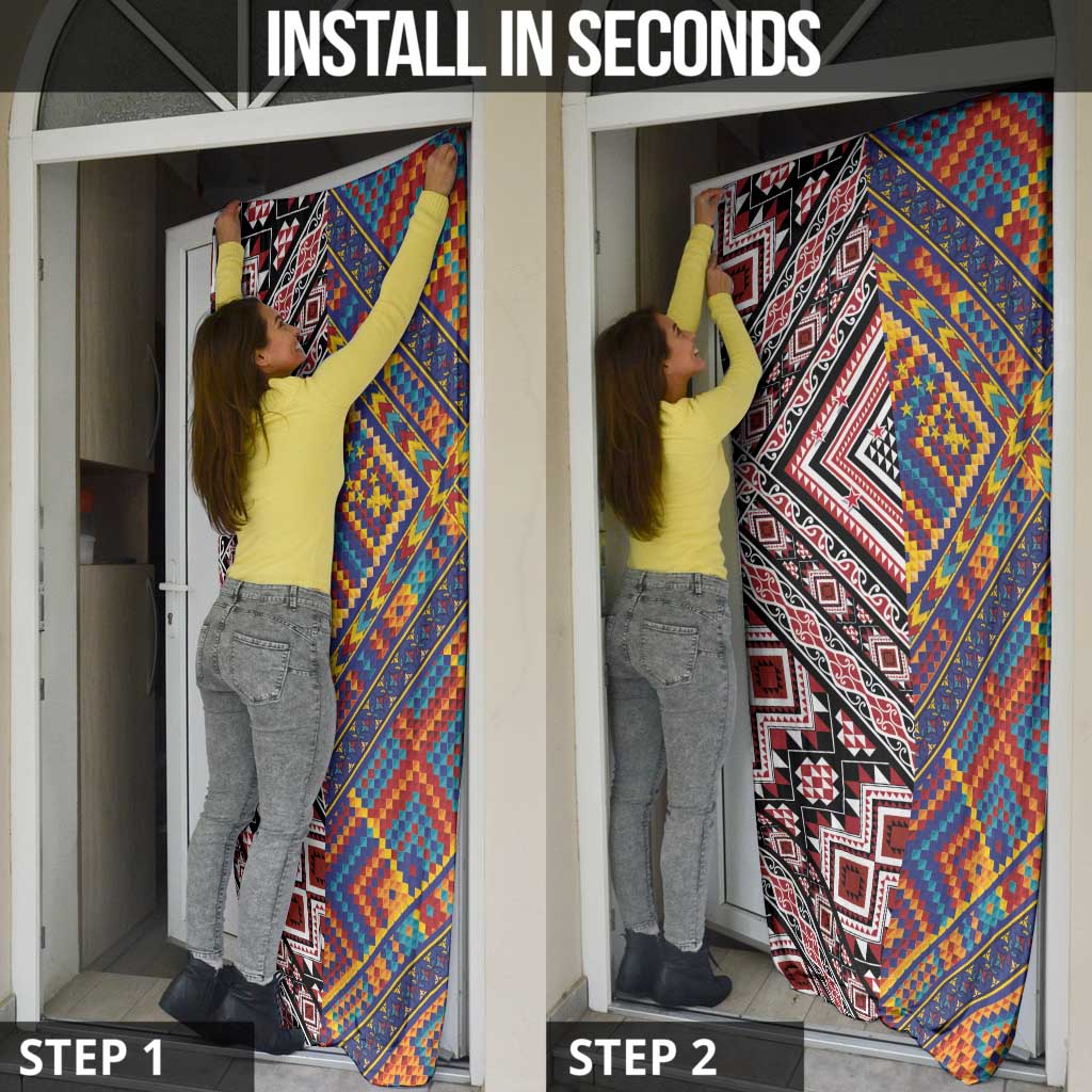 Tuvaluan and New Zealand Culture Door Cover The Art of Kolose and Taniko - Polynesian Pride