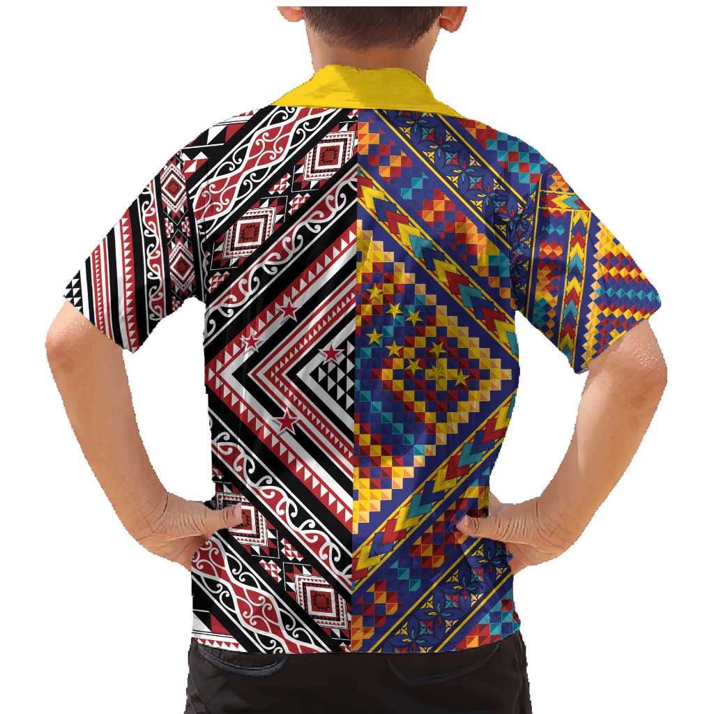 Tuvaluan and New Zealand Culture Family Matching Mermaid Dress and Hawaiian Shirt The Art of Kolose and Taniko - Polynesian Pride