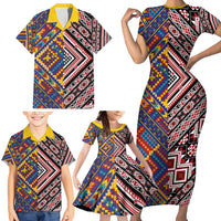 Tuvaluan and New Zealand Culture Family Matching Short Sleeve Bodycon Dress and Hawaiian Shirt The Art of Kolose and Taniko - Polynesian Pride