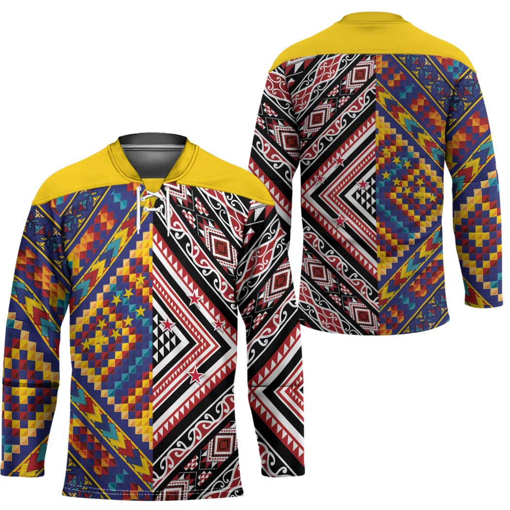 Tuvaluan and New Zealand Culture Hockey Jersey The Art of Kolose and Taniko - Polynesian Pride