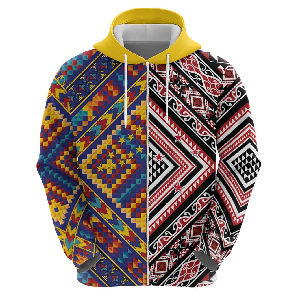 Tuvaluan and New Zealand Culture Hoodie The Art of Kolose and Taniko - Polynesian Pride