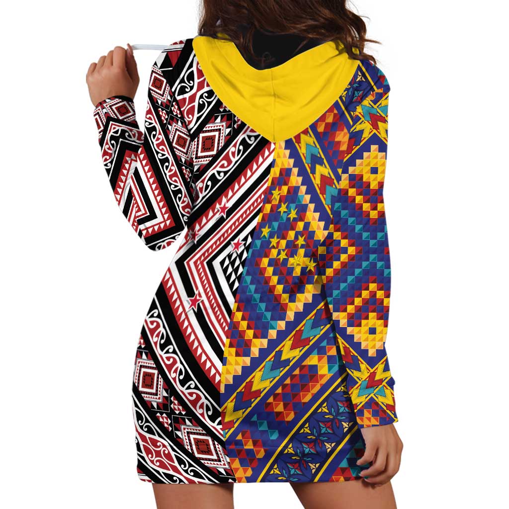 Tuvaluan and New Zealand Culture Hoodie Dress The Art of Kolose and Taniko - Polynesian Pride