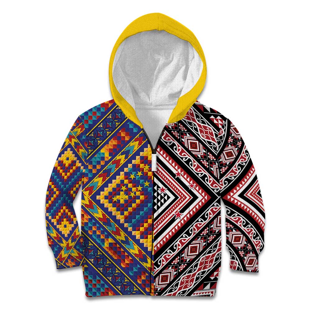 Tuvaluan and New Zealand Culture Kid Hoodie The Art of Kolose and Taniko - Polynesian Pride