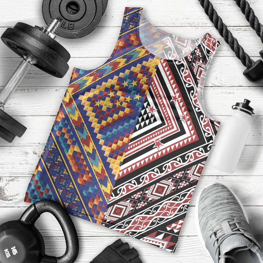 Tuvaluan and New Zealand Culture Men Tank Top The Art of Kolose and Taniko - Polynesian Pride