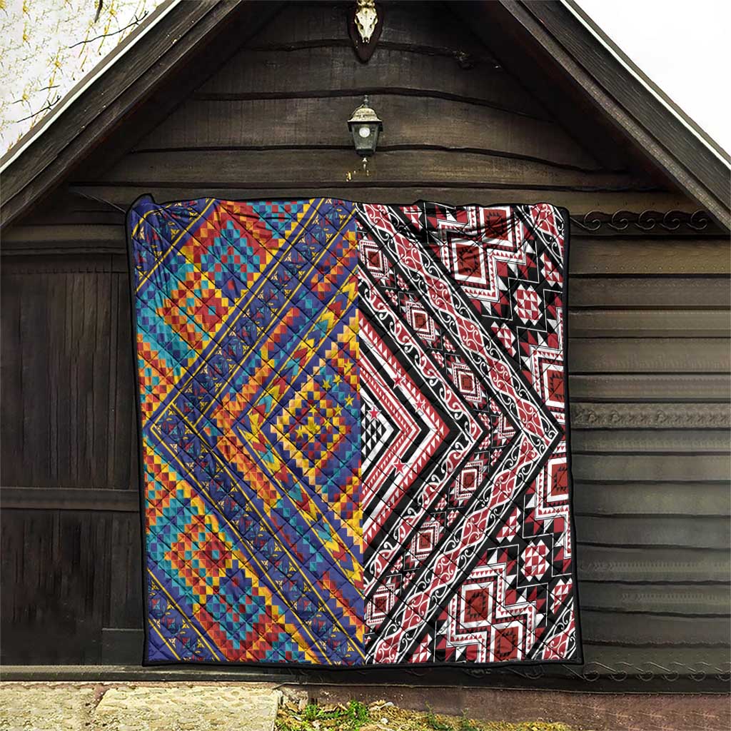 Tuvaluan and New Zealand Culture Quilt The Art of Kolose and Taniko - Polynesian Pride